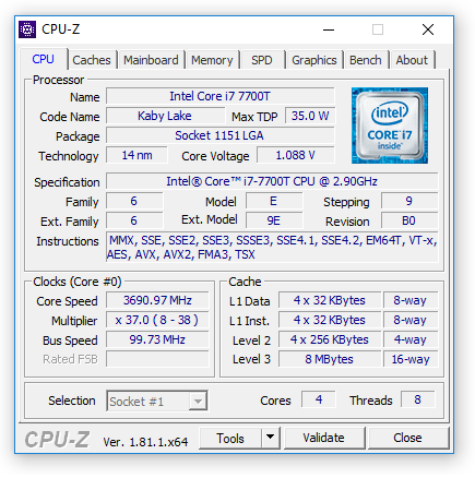 i7-7700T-Cpu-Z i7 7700T Cpu Z Собираем мощный компьютер небольшого размера