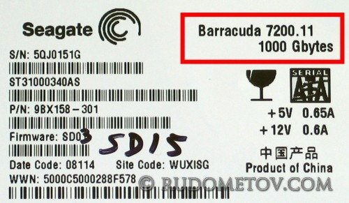 Barracuda 7200.11 1000 Gbyte label